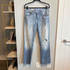 GAP Easy Straight Distressed Light Blue Straight Leg Jeans